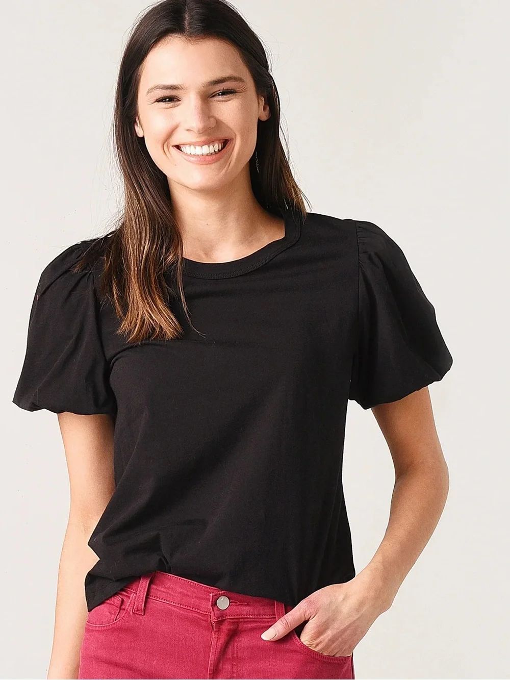 A.L.C. Kati Puff Sleeve Top Black Medium